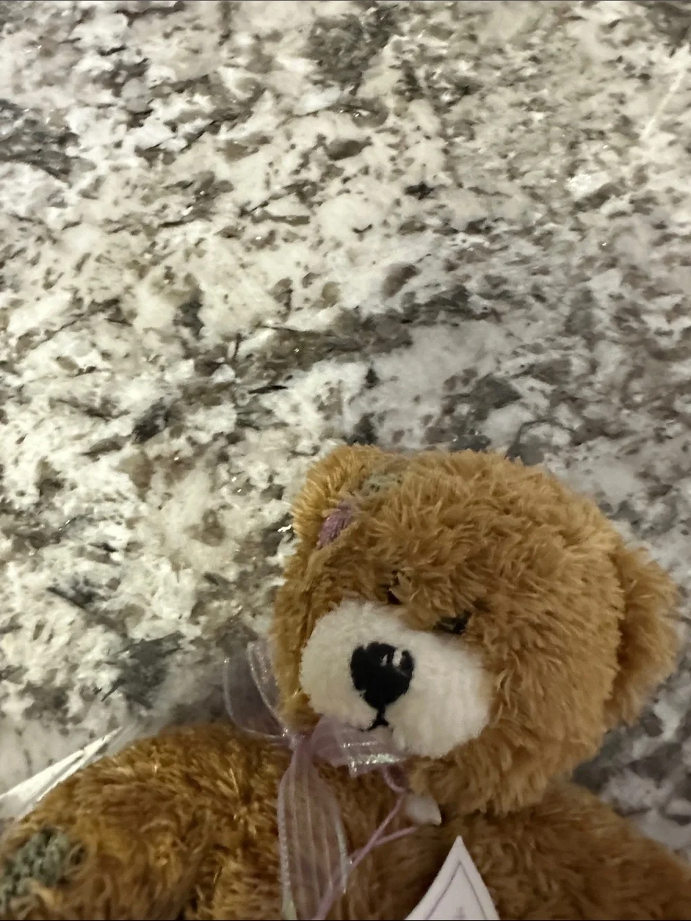 Plush Teddy Bear with Embroidered Flowers and Organic Lavender.